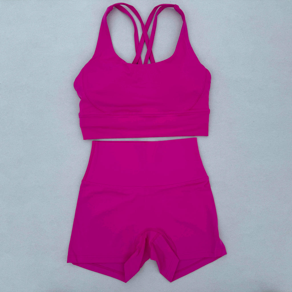 Yoga Clothes Set 2 Piece Gym Sports Shorts Set Women Cross Back Bra