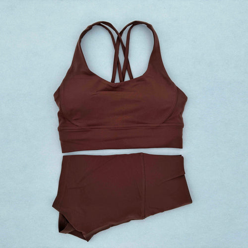 Yoga Clothes Set 2 Piece Gym Sports Shorts Set Women Cross Back Bra