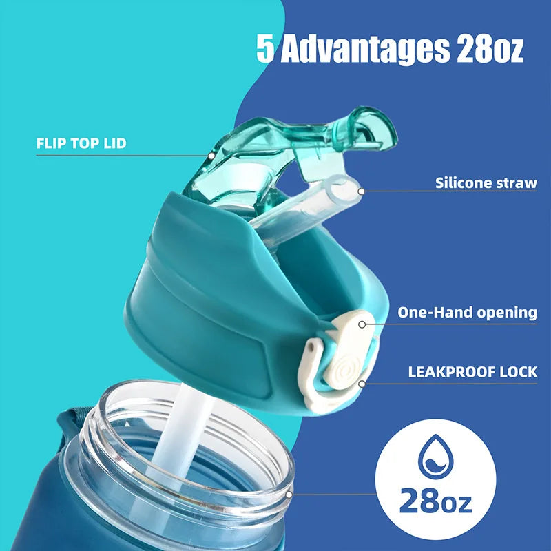 1PCS 800ML Large Capacity Sports Water Bottle Leak Proof Colorful