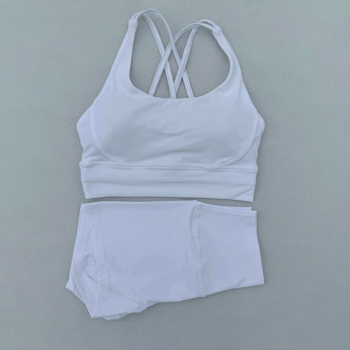 Yoga Clothes Set 2 Piece Gym Sports Shorts Set Women Cross Back Bra