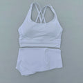 Yoga Clothes Set 2 Piece Gym Sports Shorts Set Women Cross Back Bra