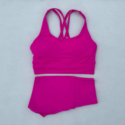 Yoga Clothes Set 2 Piece Gym Sports Shorts Set Women Cross Back Bra